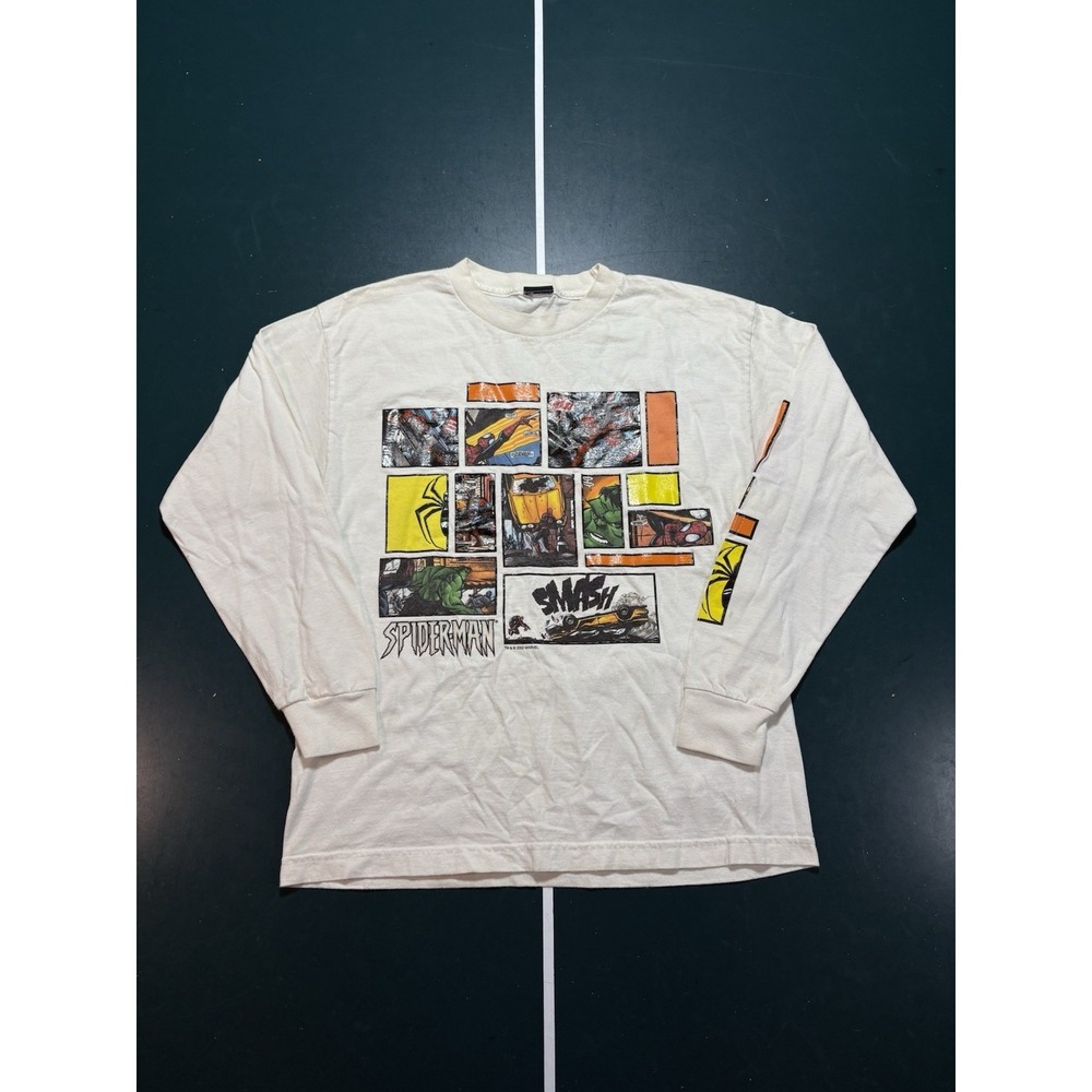 Vintage 2002 Marvel Spider-Man vs Hulk Comic T Shirt Long Sleeve‎ Men's Small